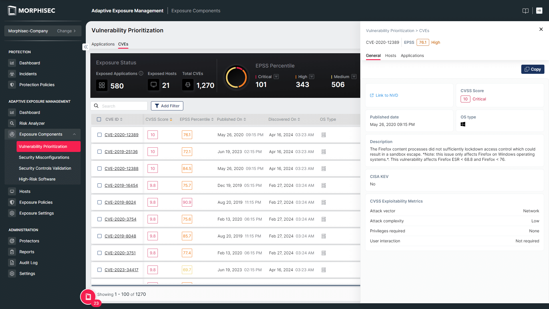 Morphisec vulnerability prioritization