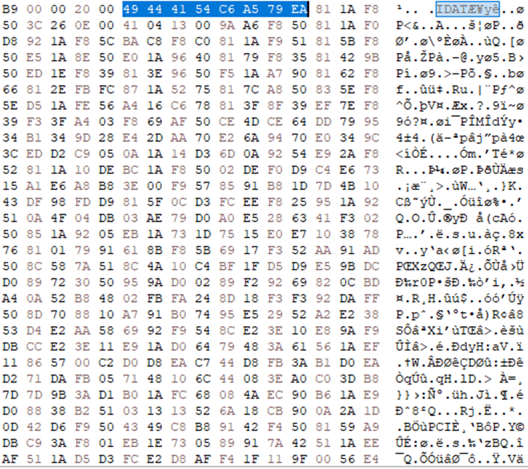 Hex code snippet from UAC-0184