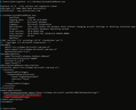 Figure 3 WSReset Manifest