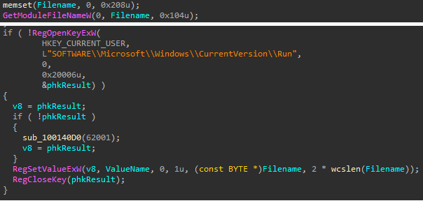 registry run key persistence implementation