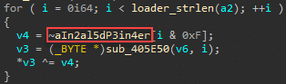 String decryption routine using the "invalid printer" key 