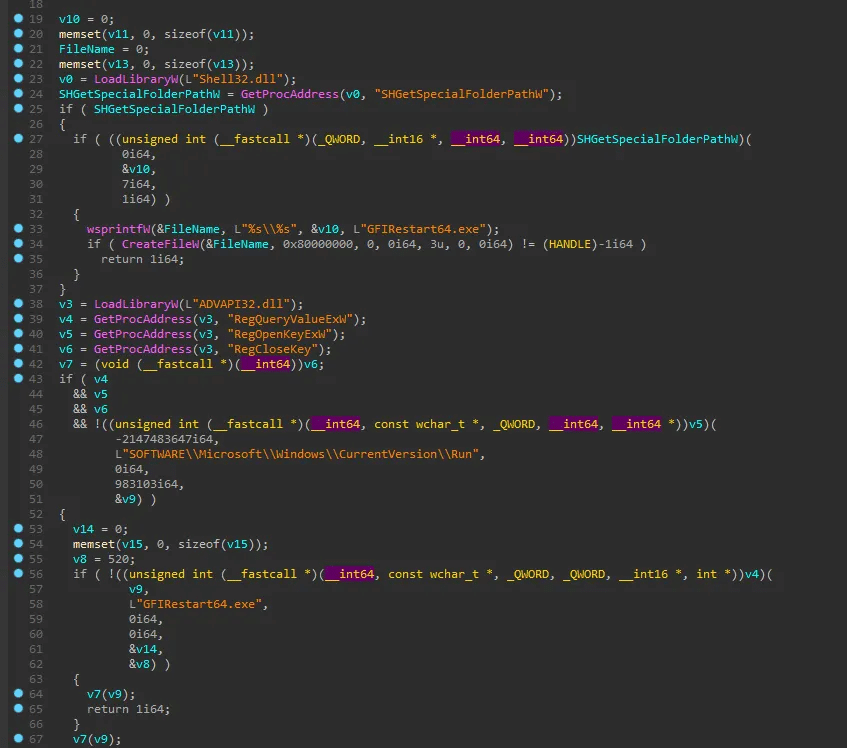 GFIRestart64.exe Code in ValleyRAT