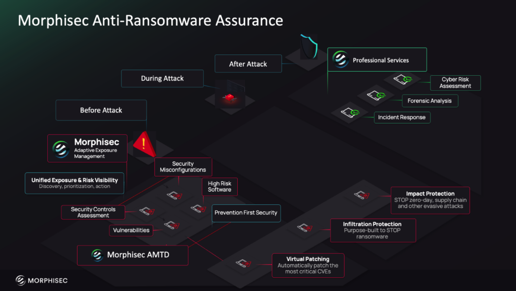 Anti-Ransomware Assurance Suite Diagrammed

This diagram shows different phases, from before, during, to after attacks.